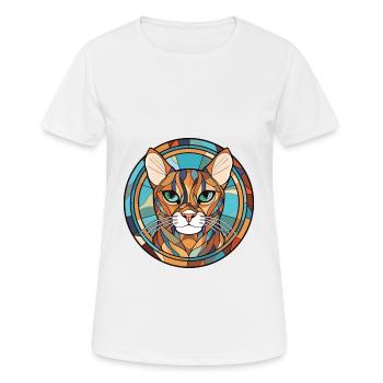 Bengal Katze Rasse bunte Aquarell Illustration - Frauen T-Shirt atmungsaktiv - Weiß - Vorne - AI Model Female 172 dark (172cm)