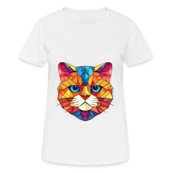 Scottish Fold Shorthair chat aquarelle colorée - T-shirt respirant Femme - blanc - Devant - AI Model Female 172 dark (172cm)