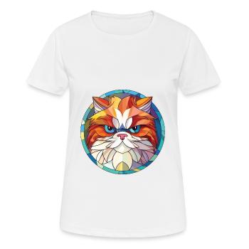 Persische Katze Rasse bunte Aquarell-Illustration - Frauen T-Shirt atmungsaktiv - Weiß - Vorne - AI Model Female 172 dark (172cm)