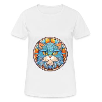 Persische Katze Rasse bunte Aquarell-Illustration - Frauen T-Shirt atmungsaktiv - Weiß - Vorne - AI Model Female 172 dark (172cm)