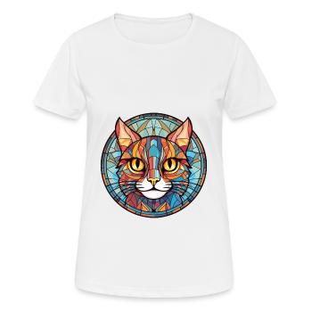 Pixie Bob Cat Colorful Watercolor Pet Illustration - Women's Breathable T-Shirt - white - Front - AI Model Female 172 dark (172cm)