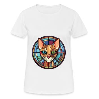 Havanna-braune Katze bunte Aquarell-Illustration - Frauen T-Shirt atmungsaktiv - Weiß - Vorne - AI Model Female 172 dark (172cm)