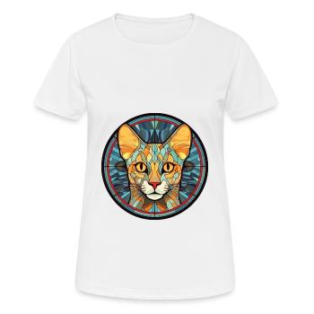 Ocicat Chat Domestique Coloré Aquarelle Dessin Animé - T-shirt respirant Femme - blanc - Devant - AI Model Female 172 dark (172cm)