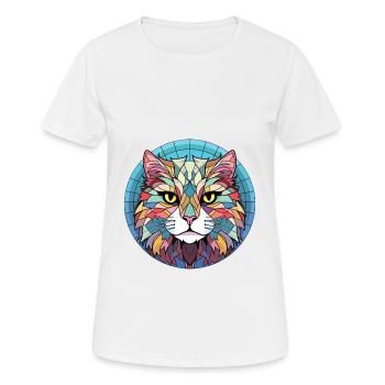 Highlander chat coloré aquarelle illustration - T-shirt respirant Femme - blanc - Devant - AI Model Female 172 dark (172cm)