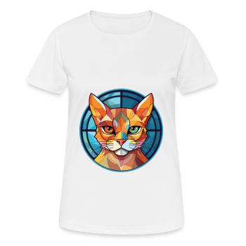 Khao Manee Cat Illustration aquarelle colorée - T-shirt respirant Femme - blanc - Devant - AI Model Female 172 dark (172cm)