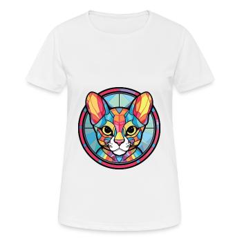 Ocicat Cat Breed Illustration aquarelle colorée - T-shirt respirant Femme - blanc - Devant - AI Model Female 172 dark (172cm)