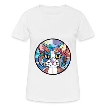 Manx Cat Breed coloré aquarelle Illustration - T-shirt respirant Femme - blanc - Devant - AI Model Female 172 dark (172cm)