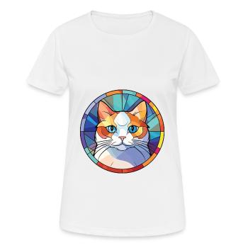 Munchkin-Katze bunte Aquarell-Haustier-Illustration - Frauen T-Shirt atmungsaktiv - Weiß - Vorne - AI Model Female 172 dark (172cm)