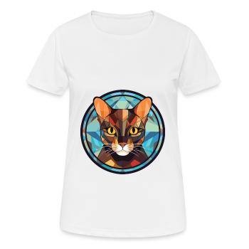 Havanna-braune Katze bunte Aquarell-Illustration - Frauen T-Shirt atmungsaktiv - Weiß - Vorne - AI Model Female 172 dark (172cm)
