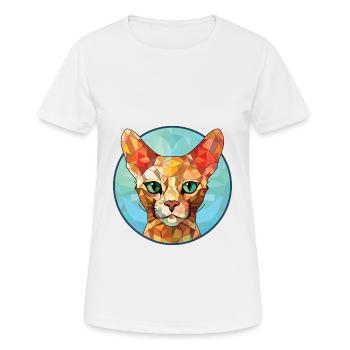 Rote Devon Rex Katze bunte Aquarell-Illustration - Frauen T-Shirt atmungsaktiv - Weiß - Vorne - AI Model Female 172 dark (172cm)