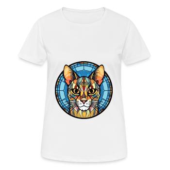 Savannah Katze bunte Aquarell-Haustier-Illustration - Frauen T-Shirt atmungsaktiv - Weiß - Vorne - AI Model Female 172 dark (172cm)