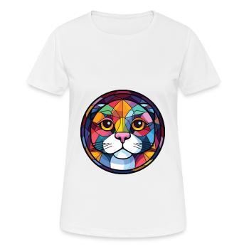 Scottish Fold Shorthair chat aquarelle colorée - T-shirt respirant Femme - blanc - Devant - AI Model Female 172 dark (172cm)
