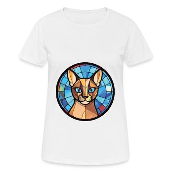 Siamesische Kurzhaarkatze Bunte Aquarell-Karikatur - Frauen T-Shirt atmungsaktiv - Weiß - Vorne - AI Model Female 172 dark (172cm)