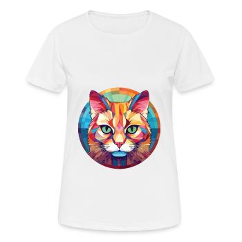 Singapura chat coloré aquarelle animal de compagnie Illustration - T-shirt respirant Femme - blanc - Devant - AI Model Female 172 dark (172cm)