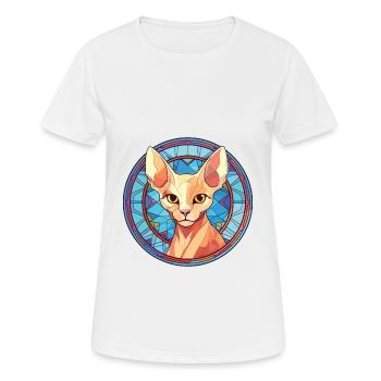 Sphynx Cat Breed Colorful Watercolor Illustration - Women's Breathable T-Shirt - white - Front - AI Model Female 172 dark (172cm)