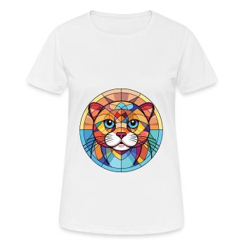 Scottish Fold chat coloré aquarelle Illustration - T-shirt respirant Femme - blanc - Devant - AI Model Female 172 dark (172cm)