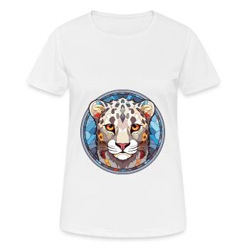 Léopard des neiges bébé chat coloré dessin animé aquarelle - T-shirt respirant Femme - blanc - Devant - AI Model Female 172 dark (172cm)