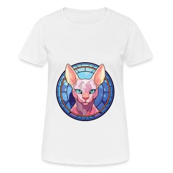 Sphynx Cat Breed Colorful Watercolor Illustration - Women's Breathable T-Shirt - white - Front - AI Model Female 172 dark (172cm)