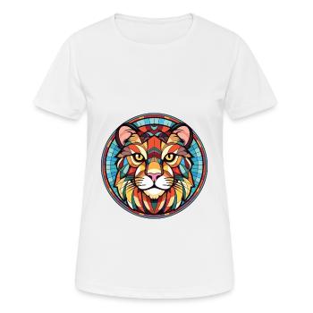 Tiger Katze Rasse bunte Aquarell Illustration - Frauen T-Shirt atmungsaktiv - Weiß - Vorne - AI Model Female 172 dark (172cm)