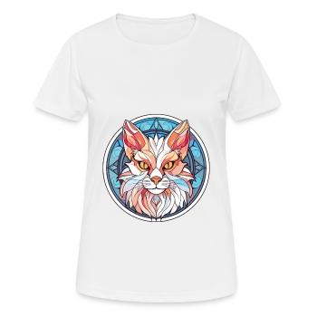 Turkish Angora Cat Colorful Watercolor Pet Cartoon - Women's Breathable T-Shirt - white - Front - AI Model Female 172 dark (172cm)