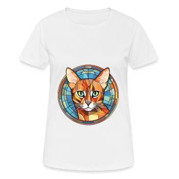 Somali Shorthair Cat Coloré Aquarelle Dessin Animé - T-shirt respirant Femme - blanc - Devant - AI Model Female 172 dark (172cm)