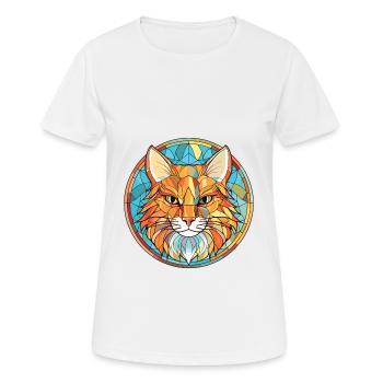 Somali Cat Breed Colorful Watercolor Illustration - Women's Breathable T-Shirt - white - Front - AI Model Female 172 dark (172cm)