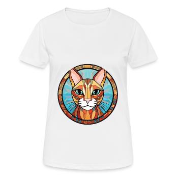 Illustration d’aquarelle colorée de race de chat thaïlandais - T-shirt respirant Femme - blanc - Devant - AI Model Female 172 dark (172cm)