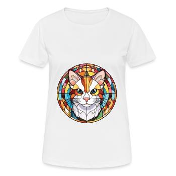 Illustration à l’aquarelle colorée de chat Van turc - T-shirt respirant Femme - blanc - Devant - AI Model Female 172 dark (172cm)