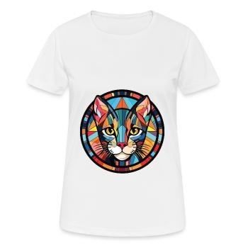 Egyptian Mau Cat Colorful Watercolor Illustration - Women's Breathable T-Shirt - white - Front - AI Model Female 172 dark (172cm)