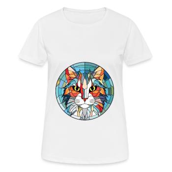 Turkish Angora Cat Colorful Watercolor Pet Cartoon - Women's Breathable T-Shirt - white - Front - AI Model Female 172 dark (172cm)