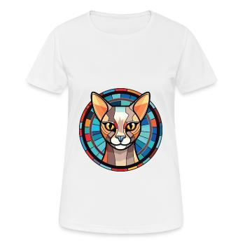 Burmilla Cat Colorful Watercolor Pet Illustration - Women's Breathable T-Shirt - white - Front - AI Model Female 172 dark (172cm)