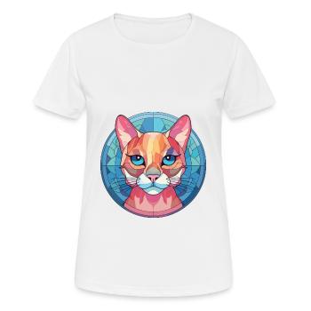 Singapura chat coloré aquarelle animal de compagnie Illustration - T-shirt respirant Femme - blanc - Devant - AI Model Female 172 dark (172cm)