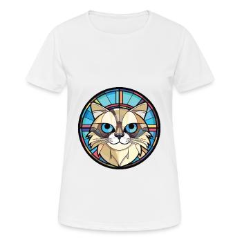 Illustration à l’aquarelle colorée de race de chat de Birmanie - T-shirt respirant Femme - blanc - Devant - AI Model Female 172 dark (172cm)
