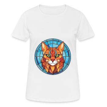 Somali Cat Breed Colorful Watercolor Illustration - Women's Breathable T-Shirt - white - Front - AI Model Female 172 dark (172cm)