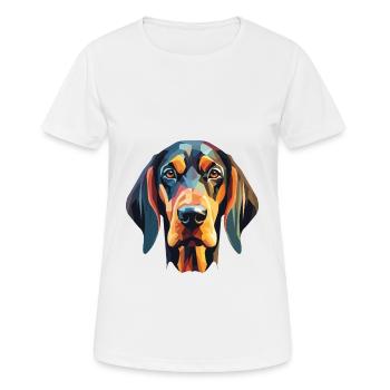Aquarelle de chien Coonhound noir et Tan américain - T-shirt respirant Femme - blanc - Devant - AI Model Female 172 dark (172cm)