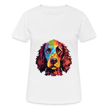 Amerikanischer Wasserspaniel Hunderasse Aquarellglas - Frauen T-Shirt atmungsaktiv - Weiß - Vorne - AI Model Female 172 dark (172cm)