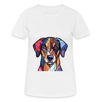 Ariegeois race chien aquarelle verre illustration - T-shirt respirant Femme - blanc - Devant - AI Model Female 172 dark (172cm)