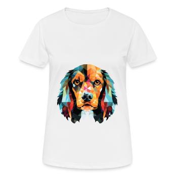 Alpine Spaniel Dog Breed Watercolor Illustration - Women's Breathable T-Shirt - white - Front - AI Model Female 172 dark (172cm)