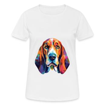 Basset Hund Hunderasse Aquarell Illustration - Frauen T-Shirt atmungsaktiv - Weiß - Vorne - AI Model Female 172 dark (172cm)