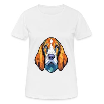 Basset Bleu De Gascogne Chien Race Aquarelle Verre - T-shirt respirant Femme - blanc - Devant - AI Model Female 172 dark (172cm)