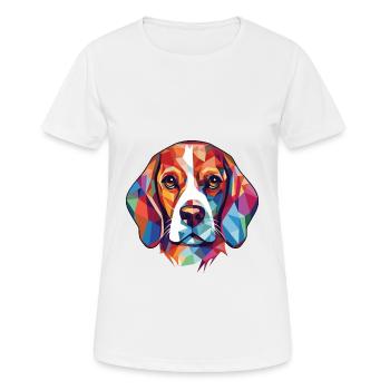 Beagle Hunderasse bunte Aquarell-Illustration - Frauen T-Shirt atmungsaktiv - Weiß - Vorne - AI Model Female 172 dark (172cm)
