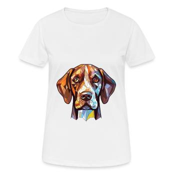 Chien d’arrêt belge à poil court race aquarelle - T-shirt respirant Femme - blanc - Devant - AI Model Female 172 dark (172cm)
