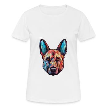 Belgian Shepherd Dog Breed Watercolor Illustration - Women's Breathable T-Shirt - white - Front - AI Model Female 172 dark (172cm)