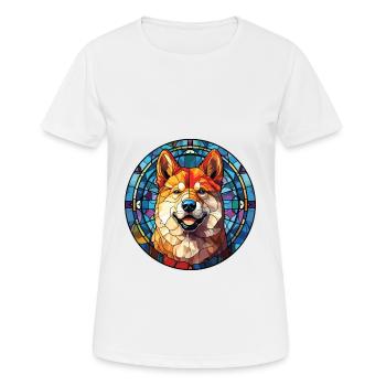 Akita Hunderasse bunte Aquarell-Illustration - Frauen T-Shirt atmungsaktiv - Weiß - Vorne - AI Model Female 172 dark (172cm)