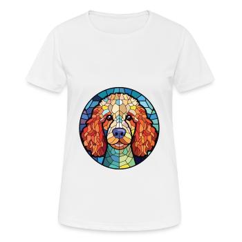 Pudel-Hunderasse Bunte Aquarell-Illustration - Frauen T-Shirt atmungsaktiv - Weiß - Vorne - AI Model Female 172 dark (172cm)