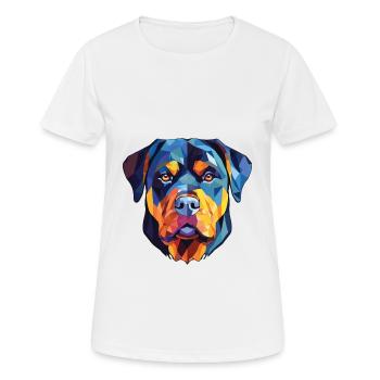 Rottweiler chien race aquarelle verre Illustration - T-shirt respirant Femme - blanc - Devant - AI Model Female 172 dark (172cm)