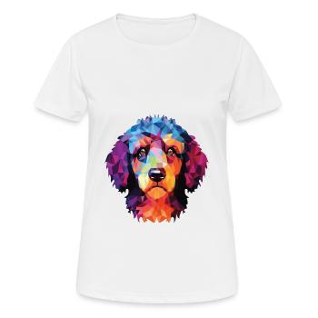 Barbet Dog Breed Colorful Watercolor Illustration - Women's Breathable T-Shirt - white - Front - AI Model Female 172 dark (172cm)