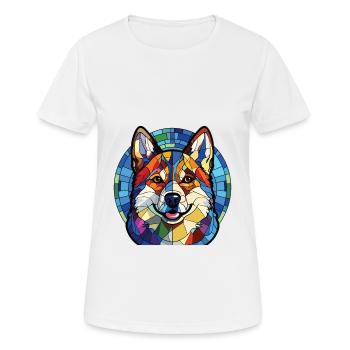 Akita Dog Breed Colorful Watercolor Illustration - Women's Breathable T-Shirt - white - Front - AI Model Female 172 dark (172cm)