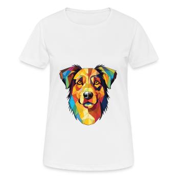 Illustration aquarelle de race de chien de berger basque - T-shirt respirant Femme - blanc - Devant - AI Model Female 172 dark (172cm)