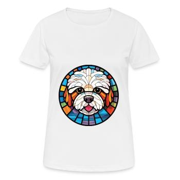 Bichon frisé chien race aquarelle Illustration - T-shirt respirant Femme - blanc - Devant - AI Model Female 172 dark (172cm)